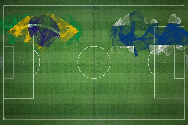 Brasil Finlandia Partido Fútbol Colores Nacionales Banderas Nacionales Campo Fútbol —  Fotos de Stock