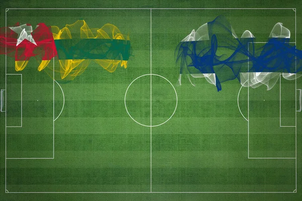 Togo Finsko Fotbalový Zápas Národní Barvy Národní Vlajky Fotbalové Hřiště — Stock fotografie