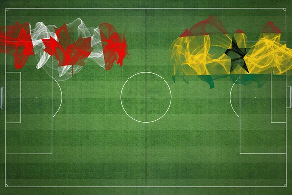 Kanada Ghana Soccer Match Nationella Färger Nationella Flaggor Fotbollsplan Fotbollsmatch — Stockfoto