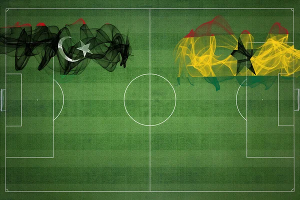 Libyen Ghana Soccer Match Nationella Färger Nationella Flaggor Fotbollsplan Fotbollsmatch — Stockfoto
