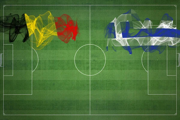 ベルギーVsギリシャサッカーマッチ 国の色 サッカー場 サッカーゲーム 競争の概念 コピースペース — ストック写真