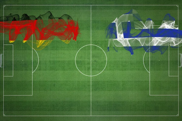 Niemcy Grecja Mecz Piłki Nożnej Kolory Narodowe Flagi Narodowe Boisko — Zdjęcie stockowe