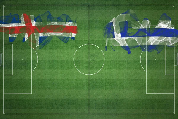Islândia Grécia Soccer Match Cores Nacionais Bandeiras Nacionais Campo Futebol — Fotografia de Stock