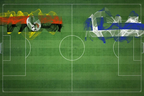 Uganda Görögország Soccer Match Nemzeti Színek Nemzeti Zászlók Focipálya Labdarúgó — Stock Fotó