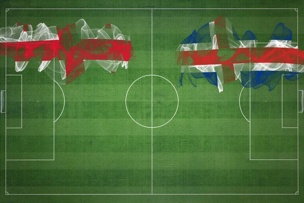 Georgia Islandia Partido Fútbol Colores Nacionales Banderas Nacionales Campo Fútbol — Foto de Stock