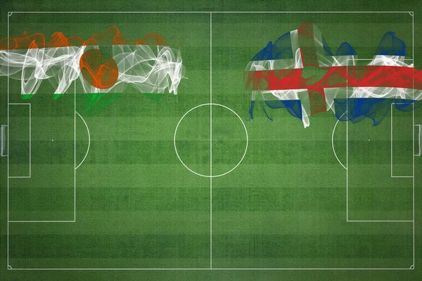 Níger Islândia Soccer Match Cores Nacionais Bandeiras Nacionais Campo Futebol — Fotografia de Stock