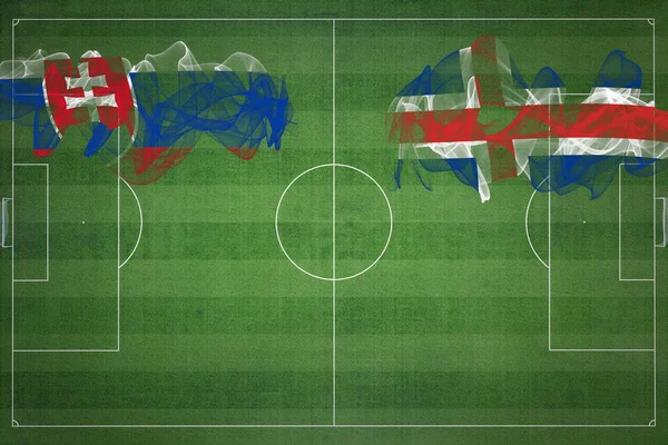 Slovensko Island Soccer Match Národní Barvy Národní Vlajky Fotbalové Hřiště — Stock fotografie