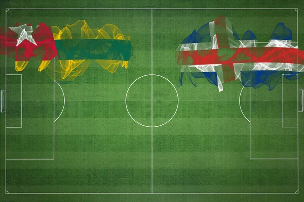 Togo Islândia Soccer Match Cores Nacionais Bandeiras Nacionais Campo Futebol — Fotografia de Stock