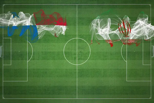 Panama Iran Voetbal Match Nationale Kleuren Nationale Vlaggen Voetbalveld Voetbalwedstrijd — Stockfoto