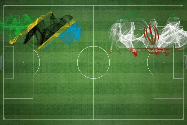 Tanzania Iran Voetbalwedstrijd Nationale Kleuren Nationale Vlaggen Voetbalveld Voetbalwedstrijd Competitie — Stockfoto