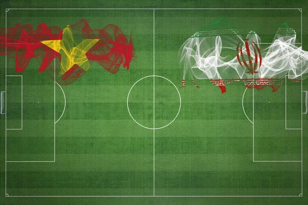 ベトナムVsイランサッカーマッチ 国の色 サッカー場 サッカーゲーム 競争の概念 コピースペース — ストック写真