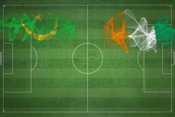 Mauritania Costa Marfil Partido Fútbol Colores Nacionales Banderas Nacionales Campo —  Fotos de Stock