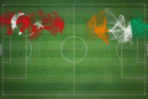 Turquía Costa Marfil Partido Fútbol Colores Nacionales Banderas Nacionales Campo —  Fotos de Stock