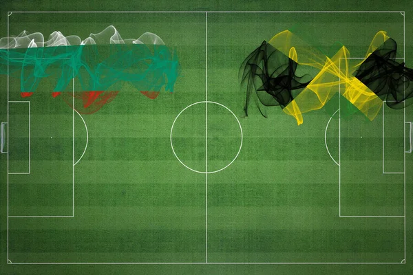 Bulharsko Jamajka Soccer Match Národní Barvy Národní Vlajky Fotbalové Hřiště — Stock fotografie