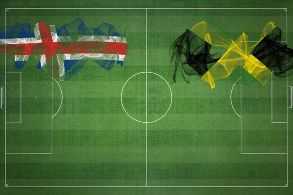 Islandia Jamaica Fútbol Partido Colores Nacionales Banderas Nacionales Campo Fútbol — Foto de Stock