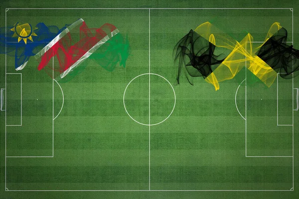 Namibie Jamajka Soccer Match Národní Barvy Národní Vlajky Fotbalové Hřiště — Stock fotografie