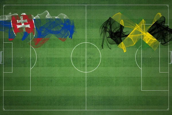 Slovensko Jamajka Soccer Match Národní Barvy Národní Vlajky Fotbalové Hřiště — Stock fotografie