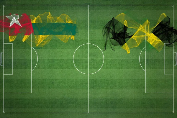 Togo Jamajka Soccer Match Národní Barvy Národní Vlajky Fotbalové Hřiště — Stock fotografie