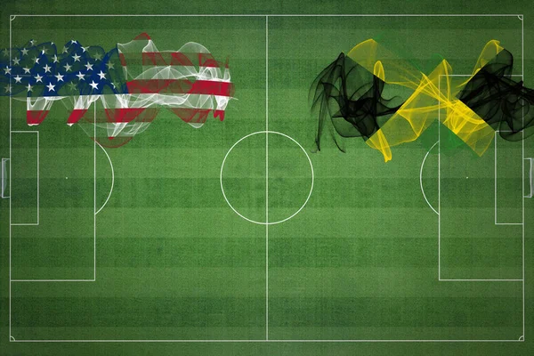 United States Jamaica Soccer Match National Colour National Flags Football — стокове фото