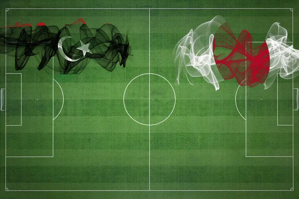 Libië Japan Voetbal Match Nationale Kleuren Nationale Vlaggen Voetbalveld Voetbalwedstrijd — Stockfoto