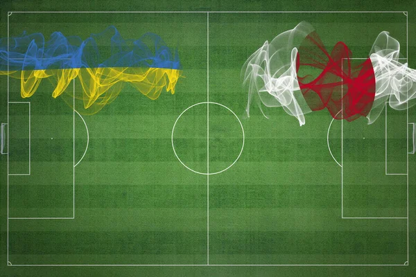 Ukrajina Japonsko Soccer Match Národní Barvy Národní Vlajky Fotbalové Hřiště — Stock fotografie