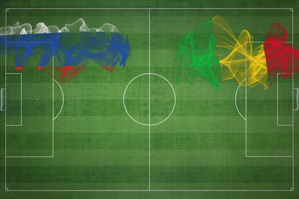 Матч Россия Мали Национальные Цвета Национальные Флаги Футбольное Поле Футбольный — стоковое фото