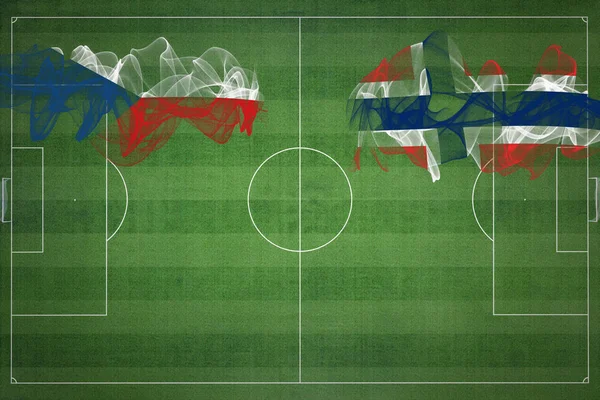 República Checa Noruega Partido Fútbol Colores Nacionales Banderas Nacionales Campo —  Fotos de Stock