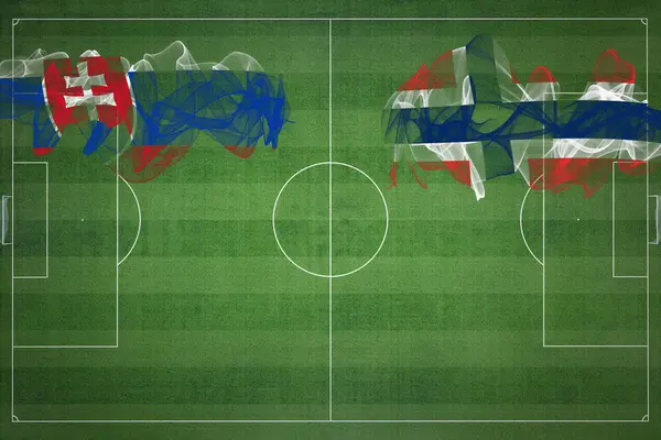 Slovensko Norsko Soccer Match Národní Barvy Národní Vlajky Fotbalové Hřiště — Stock fotografie
