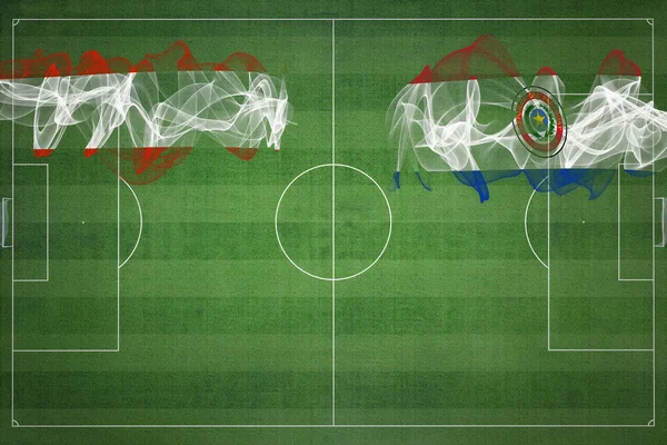 Австрия Парагвай Футбольный Матч Национальные Цвета Национальные Флаги Футбольное Поле — стоковое фото