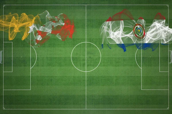 不丹对巴拉圭足球比赛 国家颜色 足球场 足球比赛 比赛理念 复制空间 — 图库照片