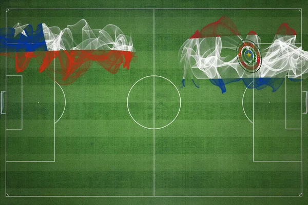 Chile Paraguay Soccer Match Nemzeti Színek Nemzeti Zászlók Focipálya Focimeccs — Stock Fotó