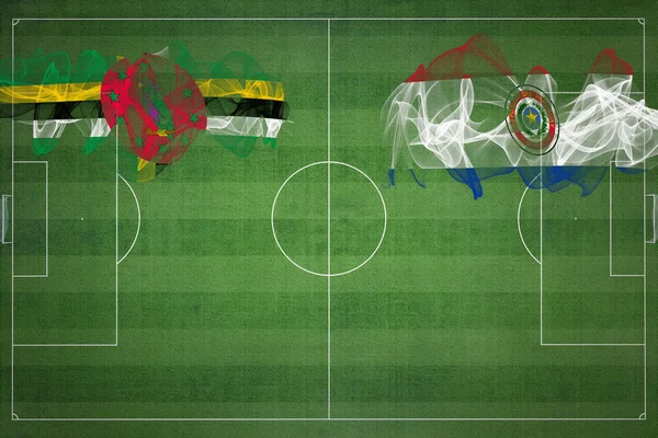 Dominica Paraguay Futbol Maçı Ulusal Renkler Ulusal Bayraklar Futbol Sahası — Stok fotoğraf