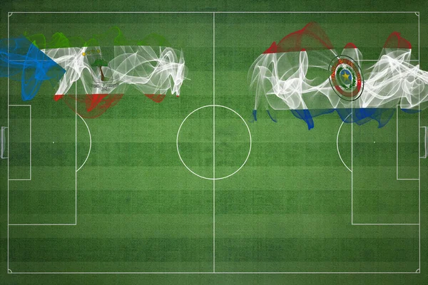 Экваториальная Гвинея Парагвай Футбольный Матч Национальные Цвета Национальные Флаги Футбольное — стоковое фото