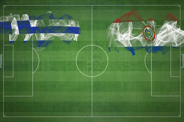 Görögország Paraguay Soccer Match Nemzeti Színek Nemzeti Zászlók Focipálya Labdarúgó — Stock Fotó