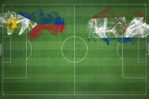 Filipíny Paraguay Soccer Match Národní Barvy Národní Vlajky Fotbalové Hřiště — Stock fotografie