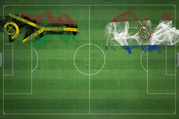 瓦努阿图对巴拉圭足球比赛 国家颜色 足球场 足球比赛 比赛理念 复制空间 — 图库照片