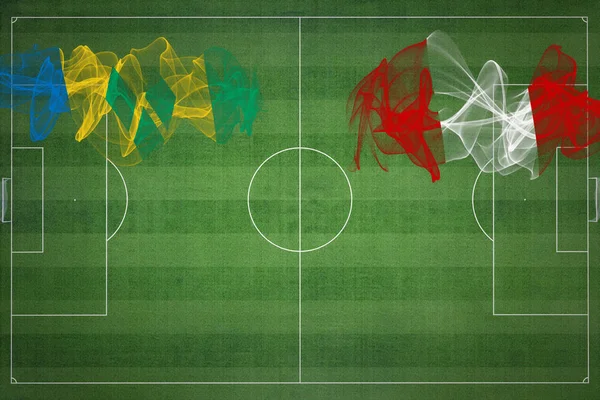 セントビンセント グレナディーンVsペルーサッカーマッチ ナショナルカラー サッカー場 サッカーゲーム 競技コンセプト コピースペース — ストック写真