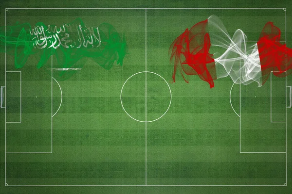 Saudi Arabia Peru Soccer Match National Colors National Flags Soccer — Stock Photo, Image