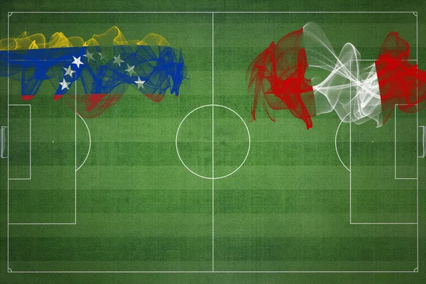 Матч Венесуэла Перу Национальные Цвета Национальные Флаги Футбольное Поле Футбольный — стоковое фото