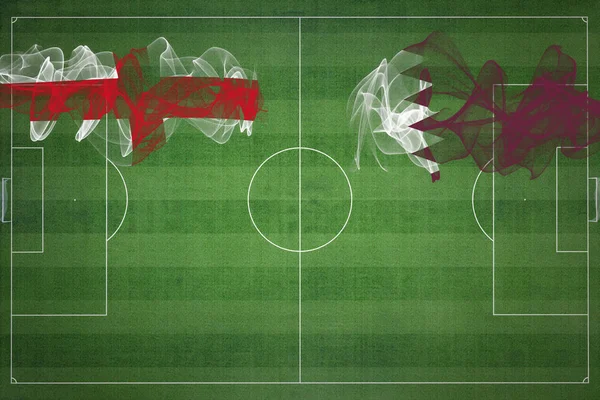 England Qatar Voetbal Match Nationale Kleuren Nationale Vlaggen Voetbalveld Voetbalwedstrijd — Stockfoto