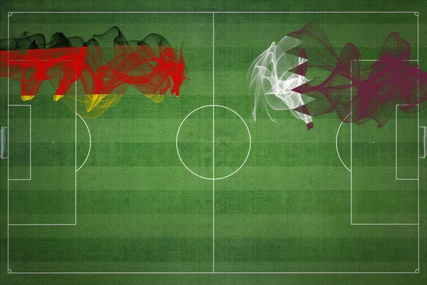 Tyskland Qatar Soccer Match Nationella Färger Nationella Flaggor Fotbollsplan Fotbollsmatch — Stockfoto