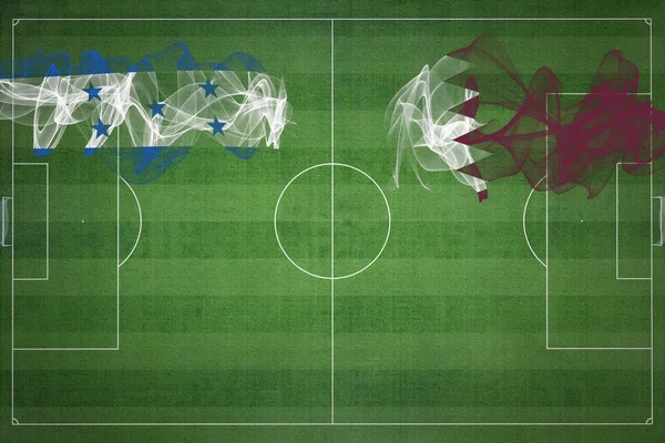 Honduras Qatar Voetbal Match Nationale Kleuren Nationale Vlaggen Voetbalveld Voetbalwedstrijd — Stockfoto