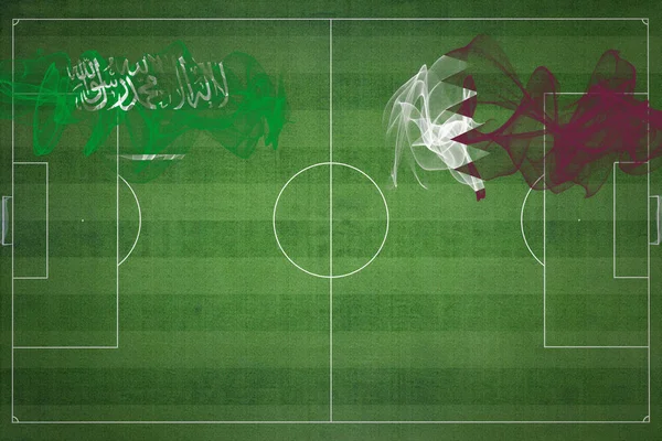 Saudi Arabia Qatar Soccer Match National Colors National Flags Soccer — Stock Photo, Image