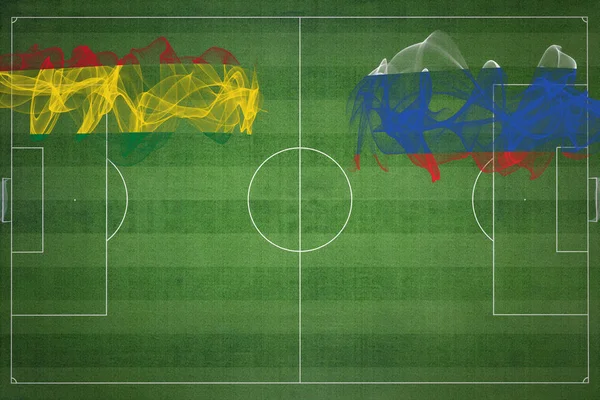 Bolívia Rússia Soccer Match Cores Nacionais Bandeiras Nacionais Campo Futebol — Fotografia de Stock