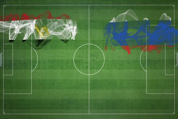 Egypt Rusko Soccer Match Národní Barvy Národní Vlajky Fotbalové Hřiště — Stock fotografie