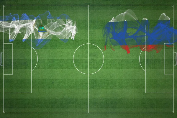 Никарагуа Россия Футбольный Матч Национальные Цвета Национальные Флаги Футбольное Поле — стоковое фото