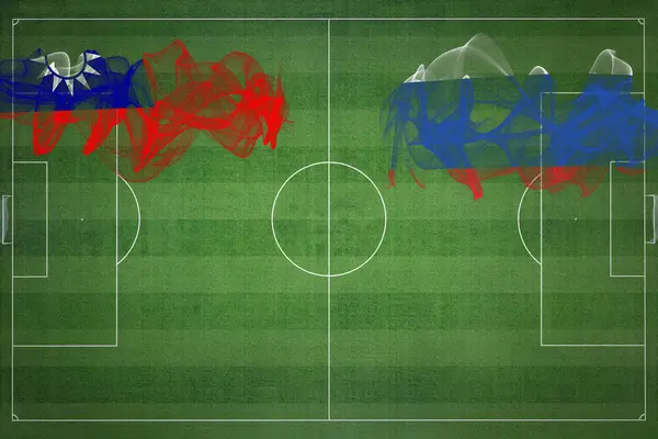 Taiwan Russland Fußballspiel Nationalfarben Nationalflaggen Fußballplatz Fußballspiel Wettbewerbskonzept Kopierraum — Stockfoto