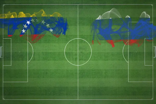Venezuela Rusya Karşı Futbol Maçı Ulusal Renkler Ulusal Bayraklar Futbol — Stok fotoğraf