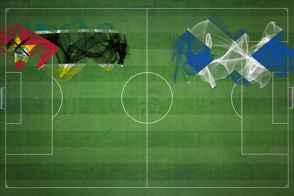 Mozambik Scotland Soccer Match Nemzeti Színek Nemzeti Zászlók Focipálya Focimeccs — Stock Fotó