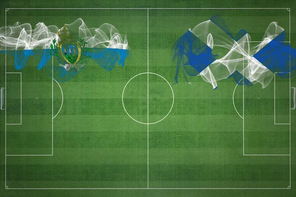 Матч Сан Марино Шотландия Национальные Цвета Национальные Флаги Футбольное Поле — стоковое фото